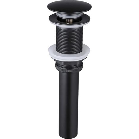 Bonde de lavabo sans Trop-Plein pour Lavabo et Évier – Valve Pop-up Noir Mat (1/5)