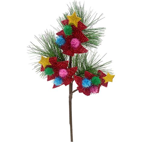 Branche de pin artificielle A07365 Sapin de Noël rouge Pompon décoratif pour composition florale et décoration festive intérieure (1/5)