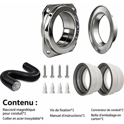 Kit connecteur magnétique unilatéral pour conduit de sèche-linge 4 pouces avec 2 raccords caoutchouc et tuyau composite 2 1120 kg – Livraison gratuite