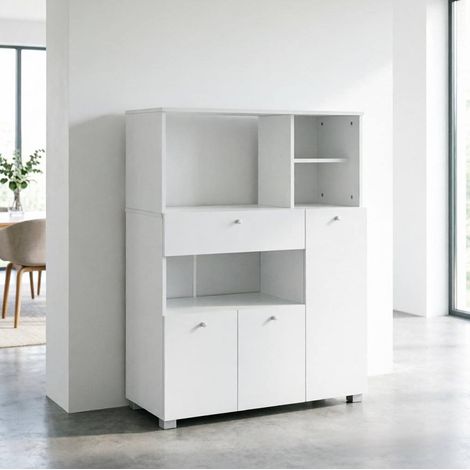 Mueble de almacenaje 90 x 40 x 120 cm blanco con estantes abiertos y cajón HAVRYA (1/5)