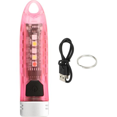Lampe Torche LED Portative Mini Rechargeable Type-C 400LM IPX6 Rose Transparent pour Extérieur (1/5)