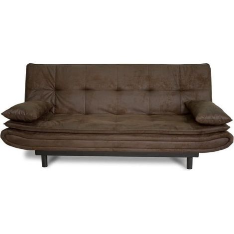 Banquette clic-clac DARIUS - Tissu Marron - L 194 x P 121 x H 83 cm - Fabriqué en Ukraine (1/5)