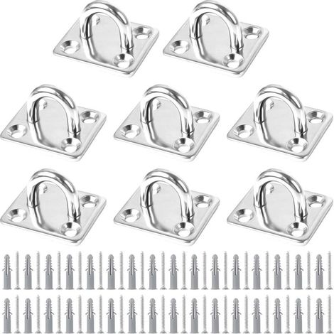 8PCS Stainless Steel Eyelet Plate, Shade Sail Eyelet Plate Stainless Steel Eyelet Plate for Boat Wall Ceiling Swing Hammock Marine