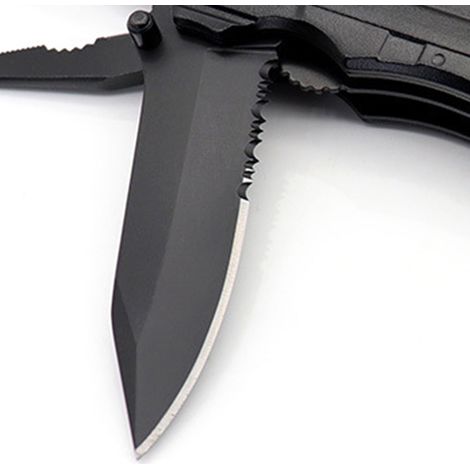 Couteau pliant, pince, ouvre-bouteille portable antirouille, poinçon, outil multifonction de poche avec embouts de tournevis, noir (1/5)
