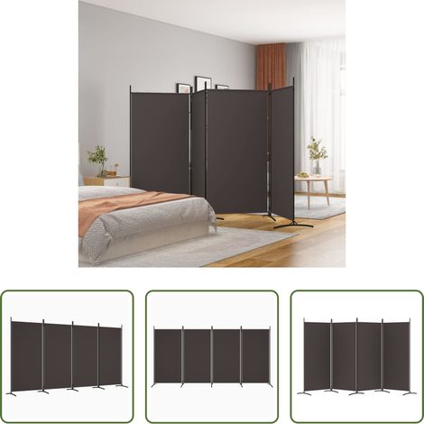 Raumteiler - 4-tlg. Paravent Braun 346x180 cm Stoff (1/5)
