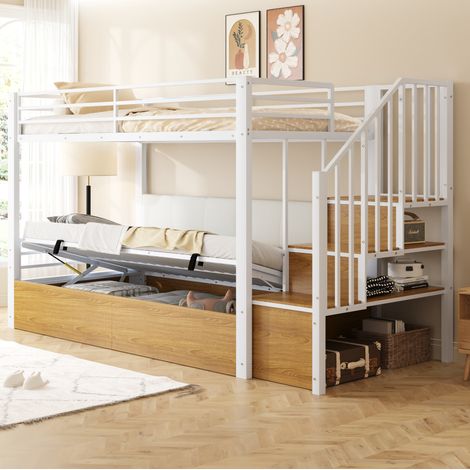 letto contenitore 90x200 con scala reversibile bianco OKMYHOME (1/5)