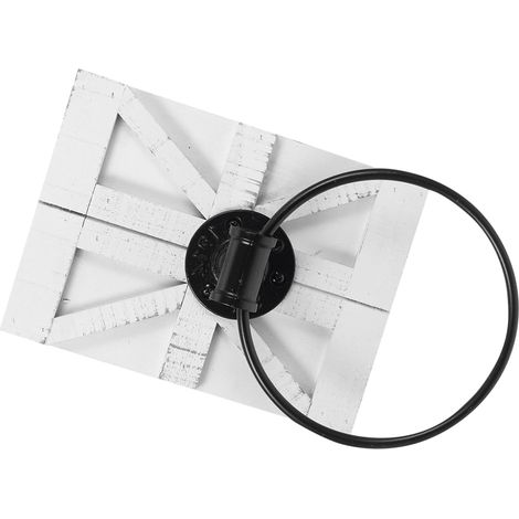 Porte-Serviettes Mural Vintage Blanc Anneau avec Support Bois Rustique pour Salle de Bain ou Cuisine (1/5)