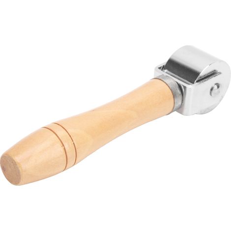Rouleau à border en cuir avec manche en bois, outil de maroquinerie DIY, presse-bordure argenté, taille S 26mm/1,02in, pour finition et polissage des bords (1/5)
