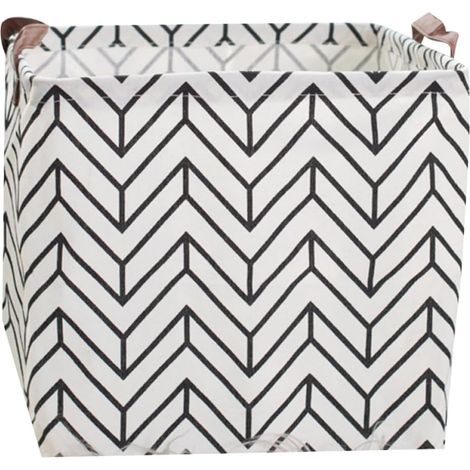 Grande boîte de rangement pour serviettes avec panier à linge Griffen sur toile motif noir (1/5)