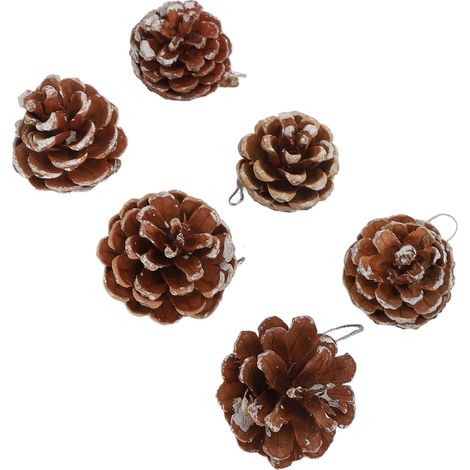 48 pommes de pin décoratives de Noël avec ficelle, style rustique, pour décorations d'automne et loisirs créatifs. (1/5)