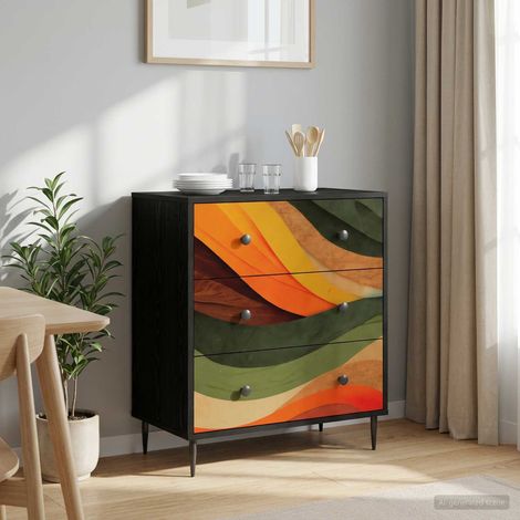 vidaXL Cajonera BONN Estampado de onda retro 66 x 36,5 x 76 cm (1/5)