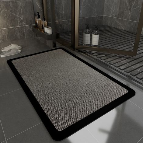 LAN Terre de diatomées rectangulaire gris sable fin de 50 x 80 cm Les tapis de sol en terre de diatomées sont faciles à nettoyer et conviennent aux salles de bains, toilettes et sanitaires. Ils sont r (1/5)