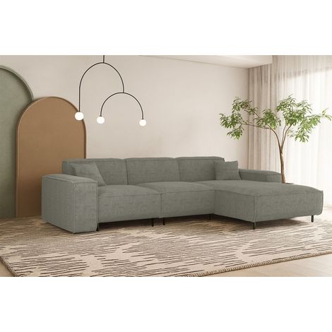 Ecksofa Designersofa GLORIA in Stoff Scala Grau Ottomane Rechts (1/3)