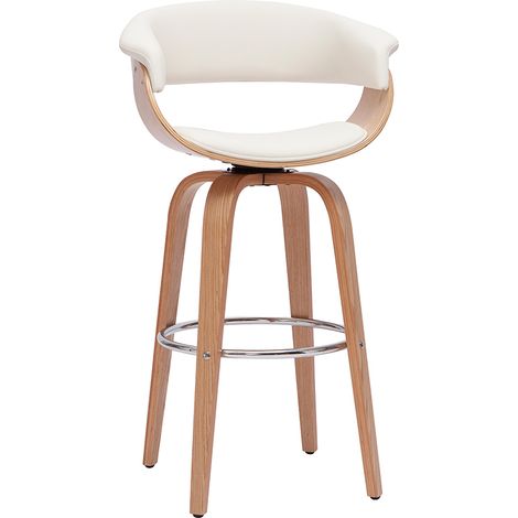 Taburete de cocina de diseño giratorio blanco y madera clara 67 cm OKTAV (1/4)