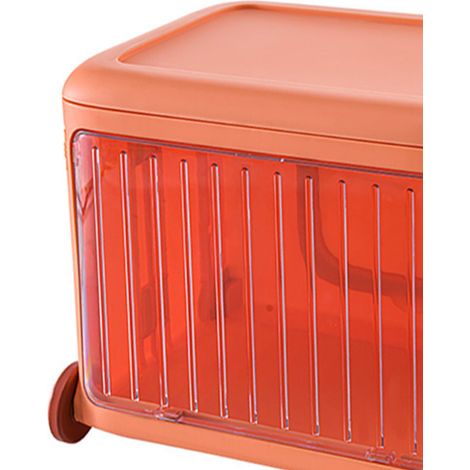 Bacs de rangement empilables pour enfants, transparents, mobiles et pliables avec roulettes, pour jouets, livres et goûters, orange. (1/5)