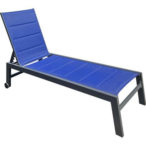Sonnenliege BARBADOS aus dunkelblauem Textilene - anthrazitfarbenes Aluminium