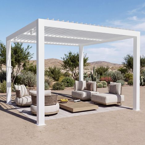 Modern Shade Pergola 3x3 m Pavillon Verstellbaren Lamellendach Terrassenüberdachung (1/5)