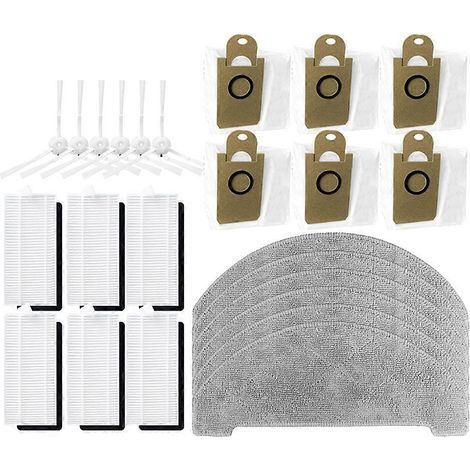 Kit Entretien 24 Pièces Robot Aspirateur, Brosse Latérale Filtre HEPA Chiffon Nettoyage, Pièces Détachées et Accessoires Rechange (1/5)