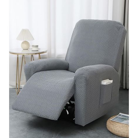 Electric Reclining Armchair Cover, Jacquard Dark Grey Cover for Relax Sofa, Elastic Stretch Armchair Cover Pieces with Pockets (1/5)