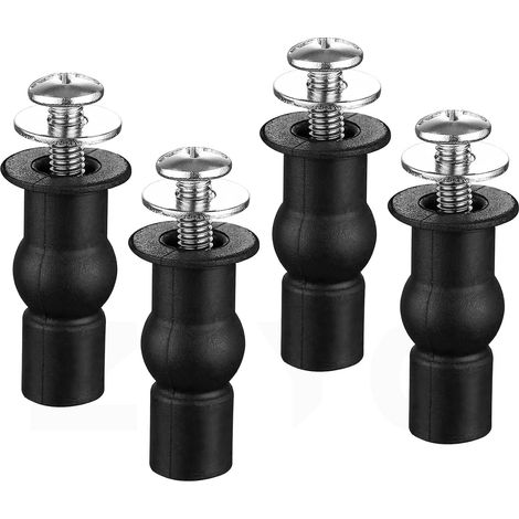 Fixation Abattant WC Vis, 4 Pièces Vis D'expansion pour Toilettes, Siège Charnière, Rechange pour Charnières en Haut, Noir (1/5)