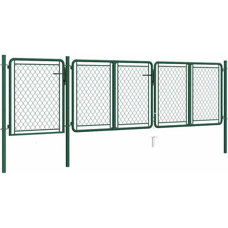 Portail de jardin Portillon Grillage Portail de Clôture Acier 75x395 cm Vert 17888 (1/4)