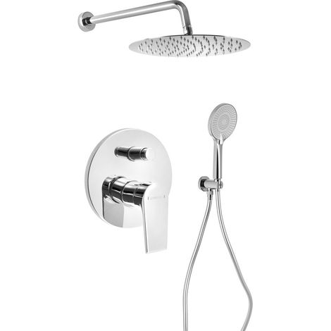 Ensemble de douche à encastrer KAI avec mitigeur à levier, 2 sorties, chromé (1/2)