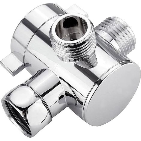 Vanne de dérivation de douche 3 voies G1/2 pouce, dérivateur d'eau multifonction, adaptateur de douche, accessoires de pommeau de douche, pièces de rechange pour salle de bain. (1/5)