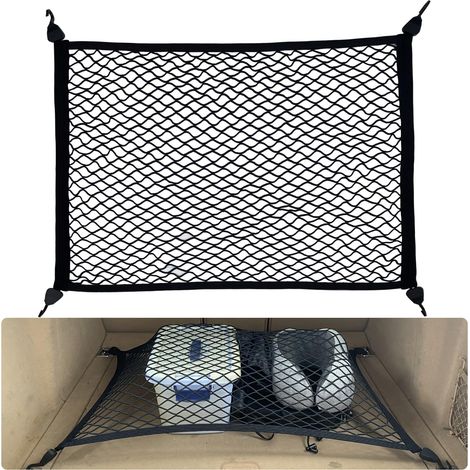 Filet de coffre pour chien 80×60cm extensible 160×120cm – 4 crochets solides – Polyester élastique pour rangement sécurisé – Compatible avec la plupart des voitures