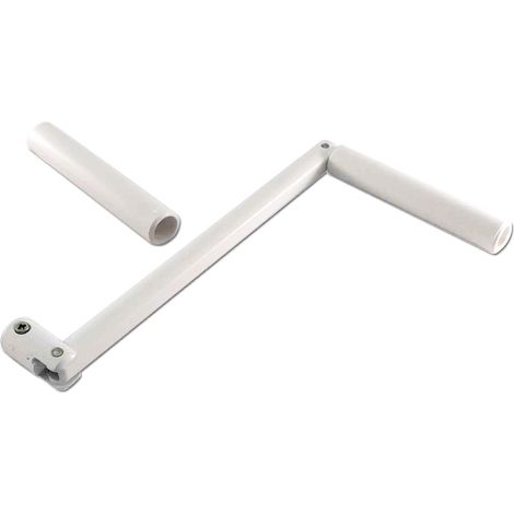 Poignée de manivelle alu Ø11 pour tringle 6p10 – Bras 190mm – Pour volets roulants – Couleur blanche – Deprat (1/3)