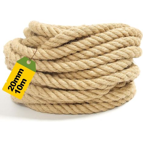 Natural Jute Rope 20 mm x 10 m Thick for Ramp, Decoration, Garden (1/5)