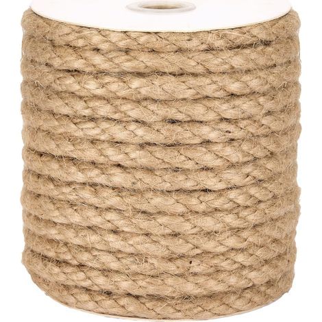 Corde de Jute Naturelle Torsadée Ø 10 mm x 15 m – Corde Épaisse Rustique pour Décoration, Jardinage, DIY et Artisanat