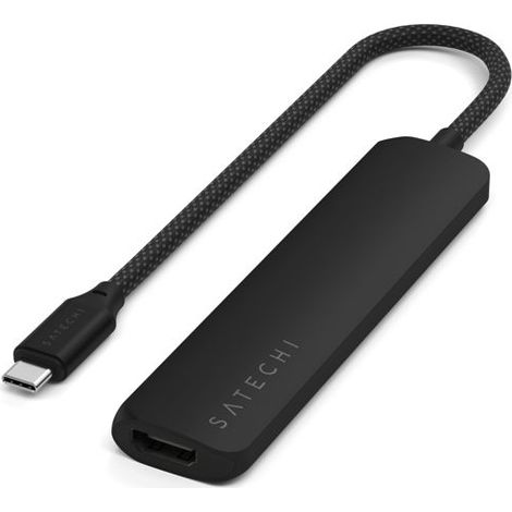 Satechi 6-in-1 USB-C Slim Multiport-Adapter - Aluminium-Adapter für mobile USB-C-Geräte (USB-C, 2x USB-A, 4K HDMI, Micro-/SD-Kartenleser) (schwarz) (1/5)
