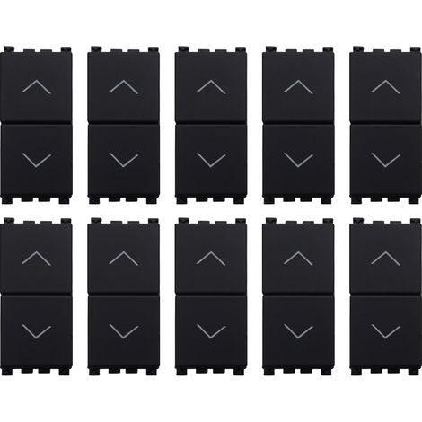 gloca Pulsante Doppio 1P+1P 16A Compatibile Arké (Nero, 10 Pezzi) (1/4)