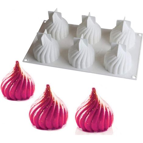 Cake Mold Silicone Forms 6 Cavities Spiral Castle Shape Silicone Mold Cake Mousse Mold (1/5)