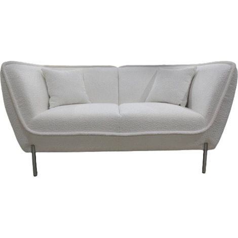Amadeus - Canapé 2 places en tissu teddy blanc avec piètement chromé L167 cm Provence (1/4)