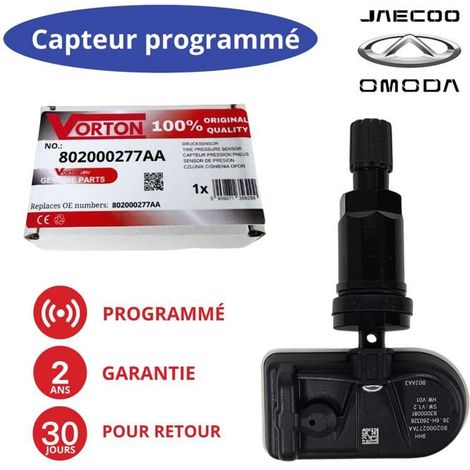 Sensore TPMS - 802000277AA - 433 MHz - Preprogrammato - Nero, per Omoda/Chery/Exeed