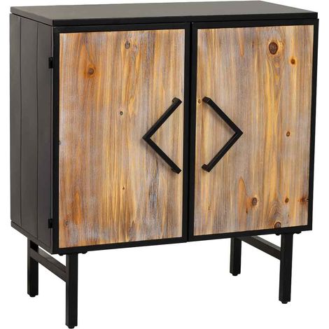 Aparador de metal y madera 2 puertas, negro75x35x81h cm (1/5)
