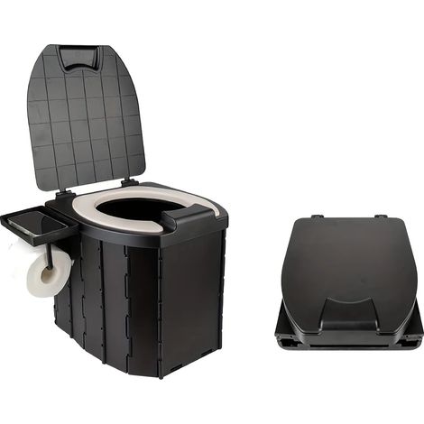 Tragbare Toilette, kompaktes Klappdesign, hohe Tragfähigkeit, Schwarz(upgrade) (1/2)