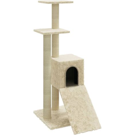 Torre para muebles de árbol para gatos, juguete para trepar, rascador, plataforma para trepar con postes rascadores de sisal, 92 cm, crema 020022532 (1/5)