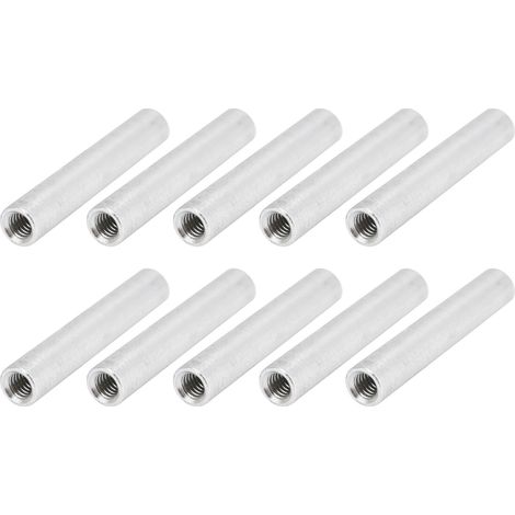 Lot de 10 goujons hexagonaux ronds en alliage d'aluminium avec entretoises filetées internes, M4 x 0,7 mm, 36 mm de long.