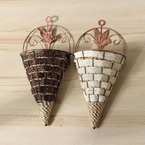 Panier suspendu en plastique recyclé, jardinière osier pour café (1/5)