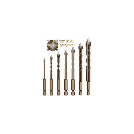 Punte a tazza triangolari in lega per fori esagonali, vetro, cemento, metallo, ceramica, legno, plastica, misure 3 mm, 4 mm, 5 mm, 6 mm, 8 mm, 10 mm, 12 mm (7 pezzi) - Crezuo