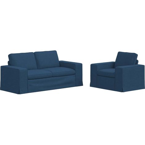 Ensemble de Canapés 2 pcs Salon de jardin Bleu 182 x 80 x 82 cm tissu (1/5)