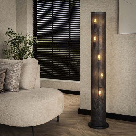 NOVA Lampadaire tube 5 ampoules en métal noir 18x149 cm (1/5)