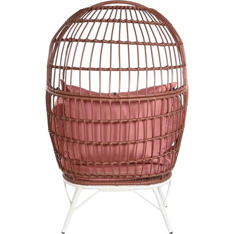 Fauteuil de jardin en rotin synthétique avec coussins - Longueur 99 x Profondeur 71 x hauteur 147 cm -PEGANE- (1/5)