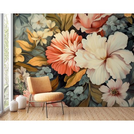 Papier peint fleuri pivoines dantan colorees - 150 x 250 cm (1/2)