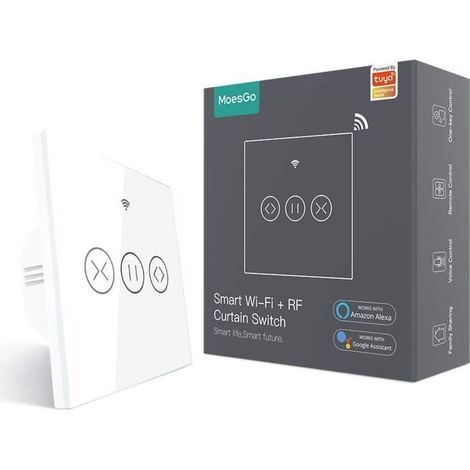 Intelligenter WLAN-Rollladenschalter RF433, einstellbare Öffnungsweite, kabelloser Smart-Wandschalter für Vorhänge und Jalousien, kompatibel mit den Smart-Life-Apps Tuya, Alexa und Google Home. (1/5)