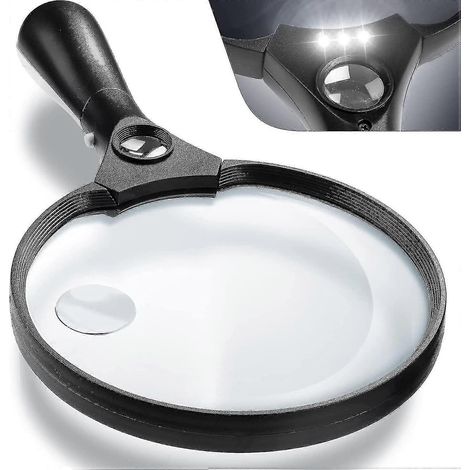 Loupe de poche extra large à LED avec lumière, zoom 2x/4x/25x, double lentille, incassable, légère pour la lecture, les loisirs créatifs et les seniors (1/5)