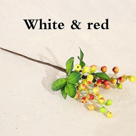 Composition de fleurs artificielles pour plantes d'intérieur, branches décoratives de myrtilles artificiellesblanc, rouge (1/5)