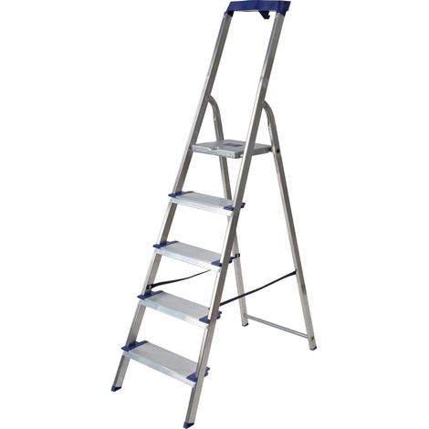 Scala in alluminio - gradini profondi mm 120 - Facal Maxi - Varianti: GM/5M - 5 grad - h (chiusa:181 - pedana:105 - alt lavoro: 295)cm